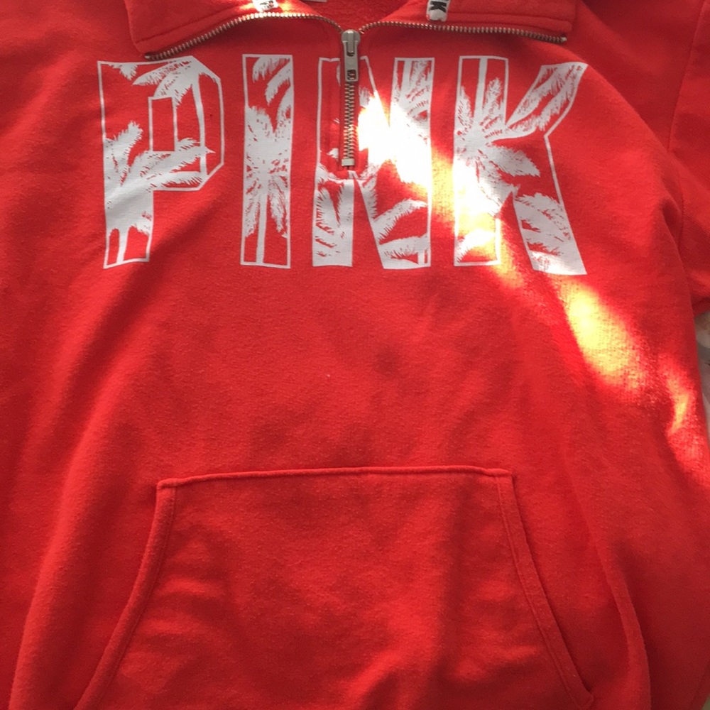 Orange Victoria Secret Pink Half Zip Sweatshirt - Picture 3 of 3